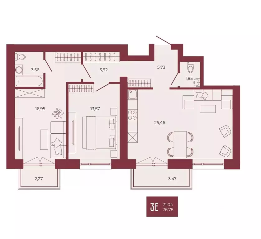 3-к кв. Пензенская область, Пенза ул. Тепличная, 55 (76.78 м) - Фото 1