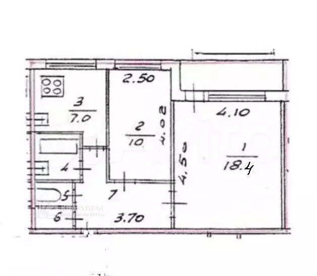 2-к. квартира, 45,6 м, 4/9 эт. - Фото 0