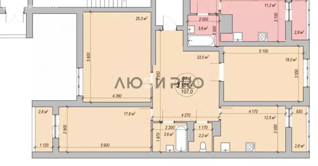 3-комнатная квартира: Энгельс, проспект Фридриха Энгельса, 95Б (107 м) - Фото 1