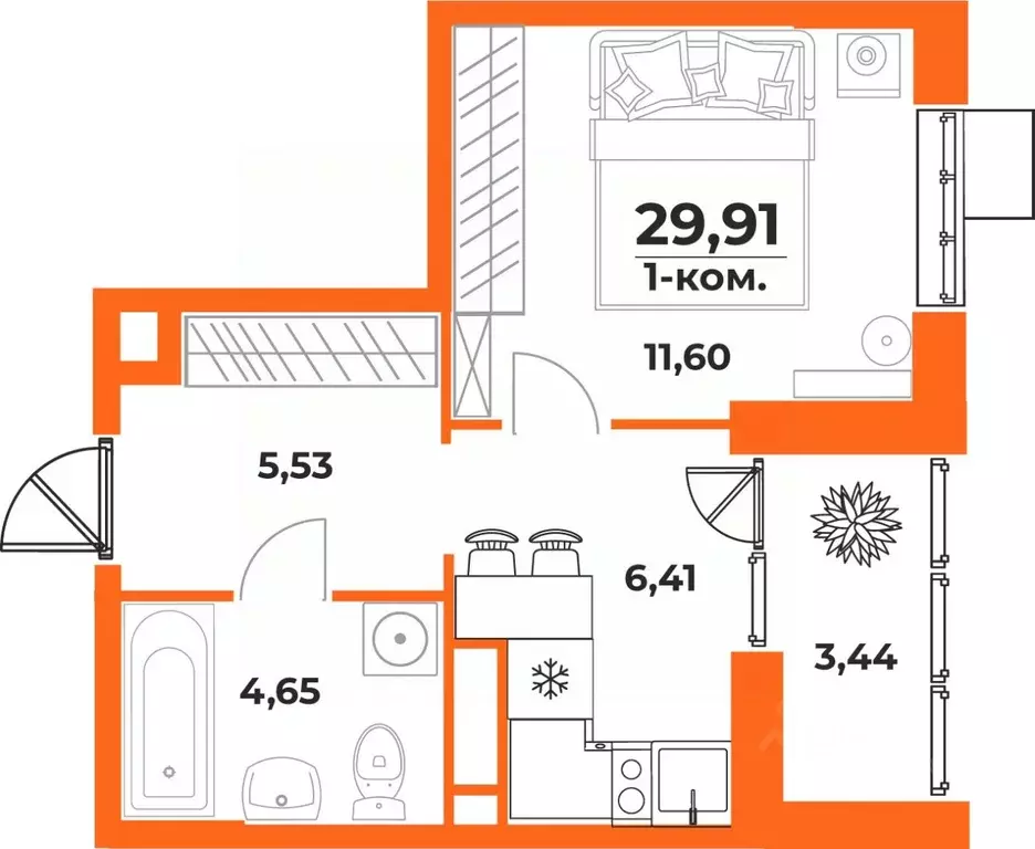 1-к кв. Хабаровский край, Хабаровск Брянский пер. (29.91 м) - Фото 1