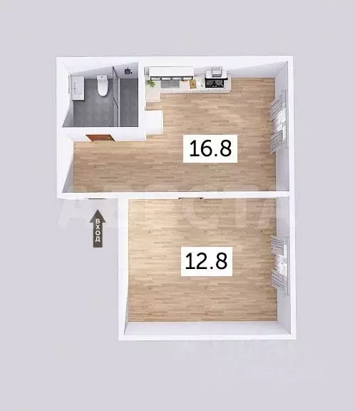 1-к кв. Омская область, Омск ул. Николая Худенко, 3 (31.0 м) - Фото 2