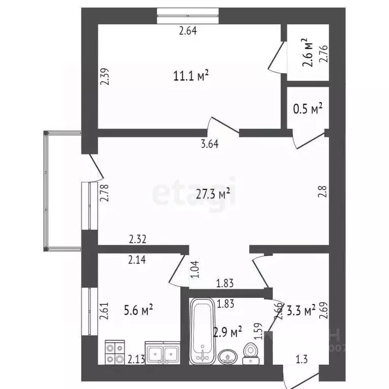 2-к кв. Краснодарский край, Темрюк ул. Чернышевского, 26В (43.0 м) - Фото 0