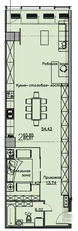1-к кв. Воронежская область, Воронеж ул. Куколкина, 18 (85.61 м) - Фото 0