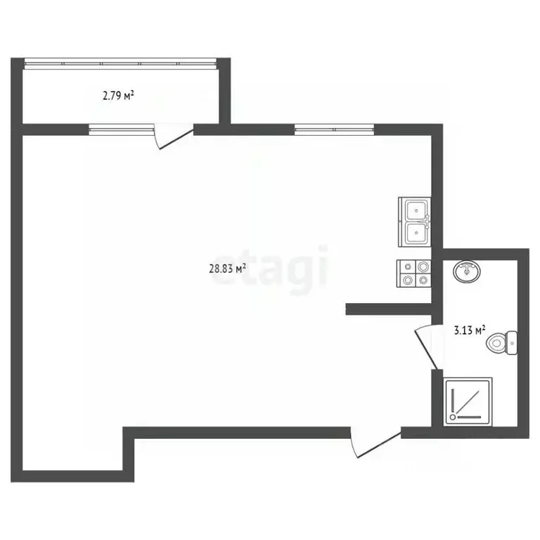 Студия Санкт-Петербург Мебельная ул., 19К2 (32.0 м) - Фото 2