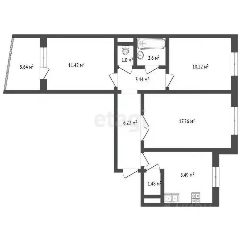 3-к кв. Ростовская область, Ростов-на-Дону просп. 40-летия Победы, ... - Фото 2