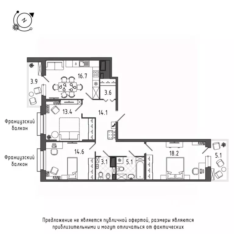 3-к кв. Санкт-Петербург Черниговская ул., 17 (94.1 м) - Фото 0