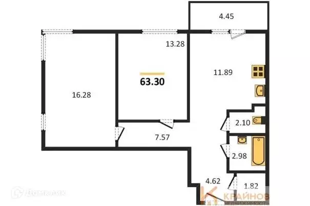 Продаётся 2-к квартира, 63.3 м - Фото 0