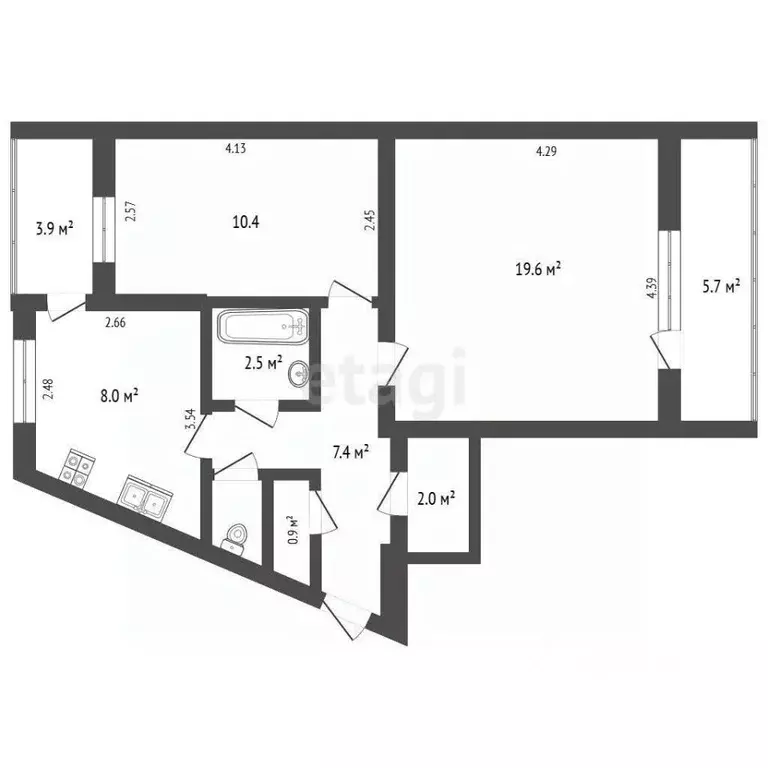 2-к кв. Севастополь просп. Генерала Острякова, 246 (55.6 м) - Фото 2