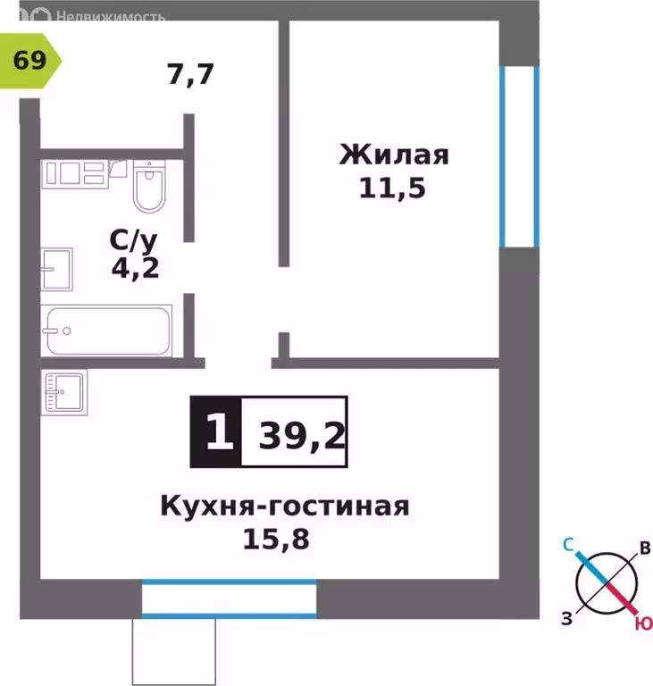 1-комнатная квартира: Светлые Горы, квартал Марьино-Знаменское, жилой ... - Фото 1