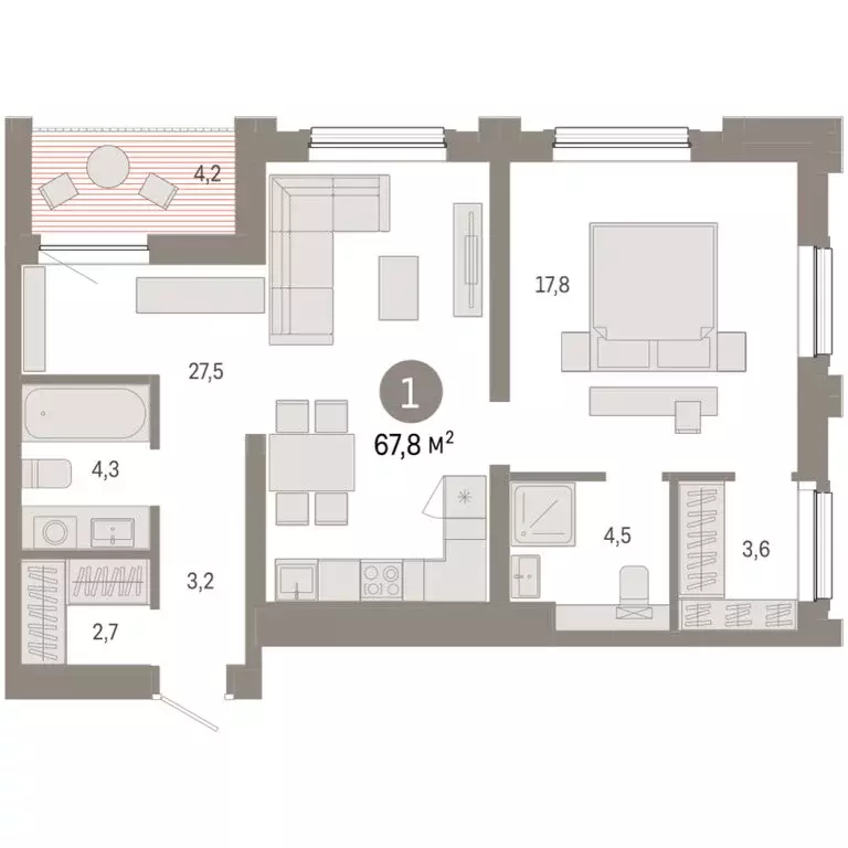 1-комнатная квартира: Новосибирск, Октябрьский район, микрорайон ... - Фото 1