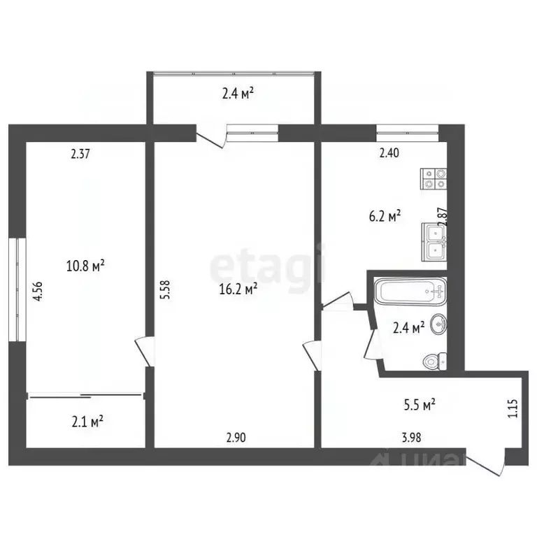2-к кв. Крым, Судак ул. Ленина, 32 (43.2 м) - Фото 2