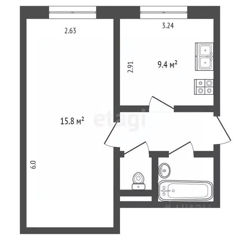 1-к кв. Ханты-Мансийский АО, Лянтор Сургутский район, 5-й мкр, 13 ... - Фото 1