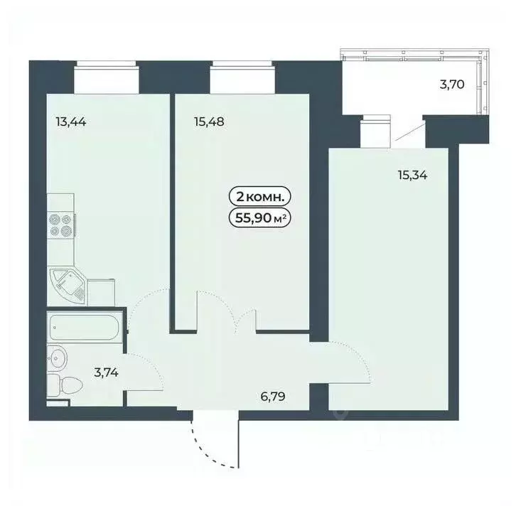 2-к кв. Красноярский край, Красноярск ул. Светлова, 12 (55.9 м) - Фото 1