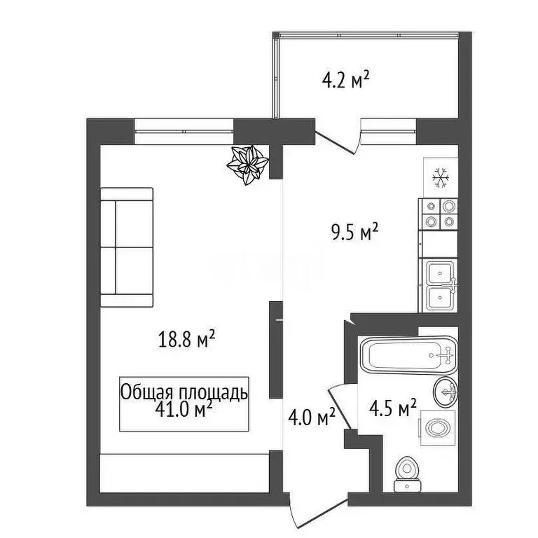 2-комнатная квартира: Новосибирск, квартал на Игарской (41 м) - Фото 0