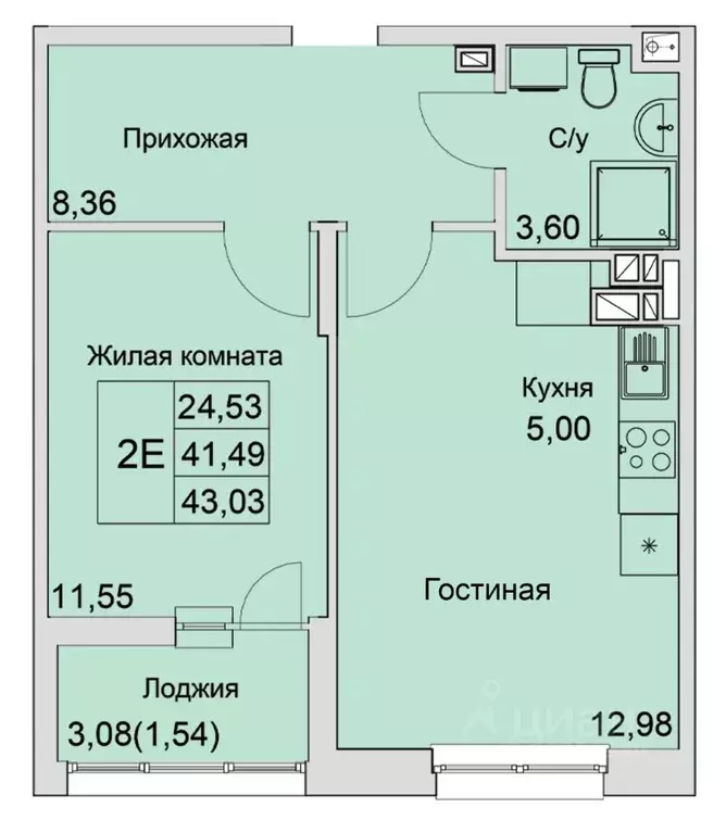 2-к кв. Ростовская область, Батайск  (43.03 м) - Фото 0