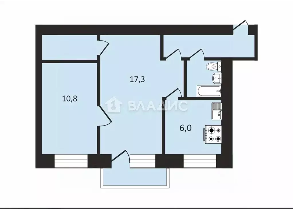 2-к кв. Владимирская область, Владимир проезд Лакина, 4 (42.6 м) - Фото 2