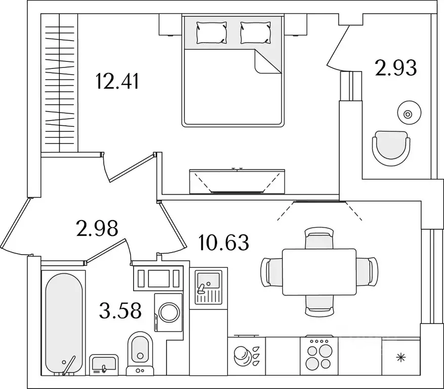 1-к кв. Санкт-Петербург ул. Тамбасова, 5Н (31.07 м) - Фото 0