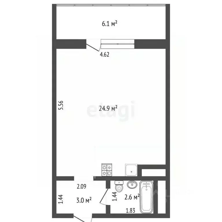 Студия Тюменская область, Тюмень Мелиораторов мкр, ул. Сидора ... - Фото 2