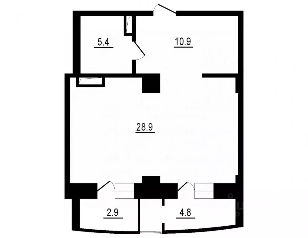 Студия Тюменская область, Тюмень Орловская ул., 58 (45.0 м) - Фото 1