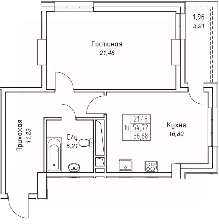 1-к кв. Саха (Якутия), Якутск 11-й кв-л,  (56.68 м) - Фото 0