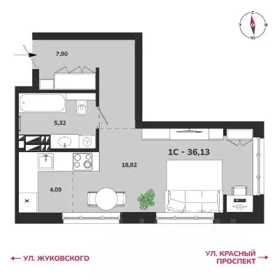 1-к кв. Новосибирская область, Новосибирск Аэропорт мкр,  (36.13 м) - Фото 0