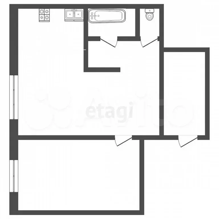 2-к. квартира, 40,8 м, 4/5 эт. - Фото 0