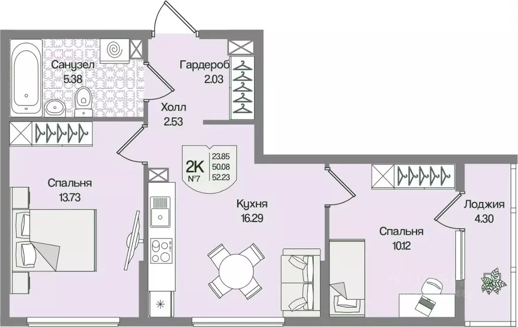 2-к кв. Ленинградская область, Всеволожский район, Бугровское ... - Фото 1