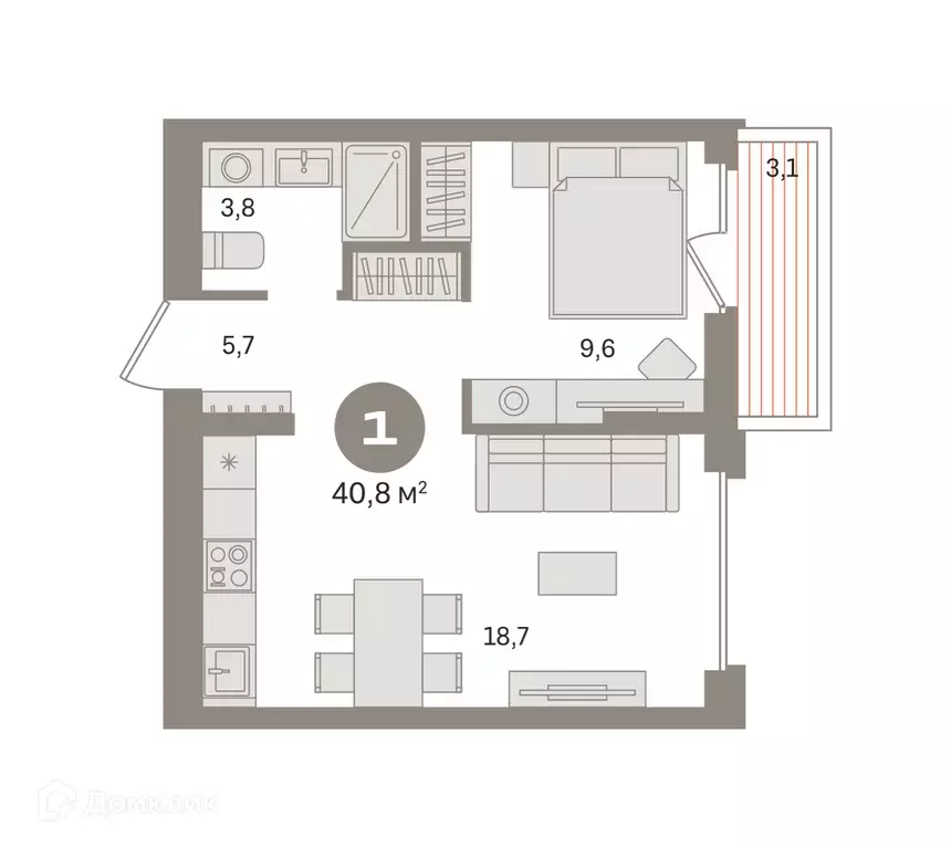 Продаётся 1-к квартира, 40.74 м - Фото 0