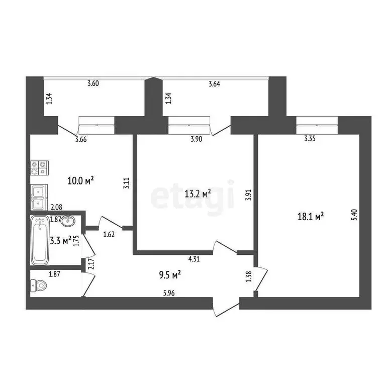 2-комнатная квартира: Алексеевка, улица Степана Разина, 44 (58 м) - Фото 0