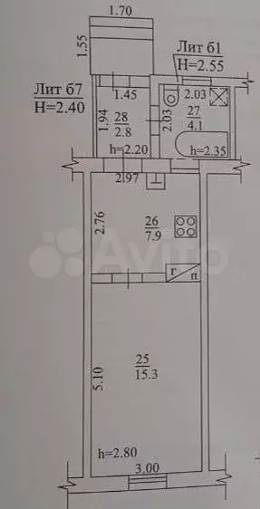 1-к. квартира, 30,1 м, 1/1 эт. - Фото 0