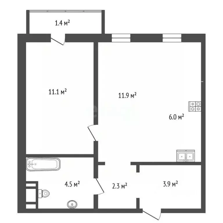 1-к кв. Челябинская область, Челябинск ул. Блюхера, 125Д (37.34 м) - Фото 1