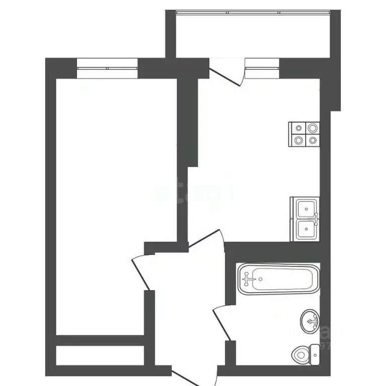 1-к кв. Тверская область, Тверь Новочеркасская ул., 50 (32.4 м) - Фото 1