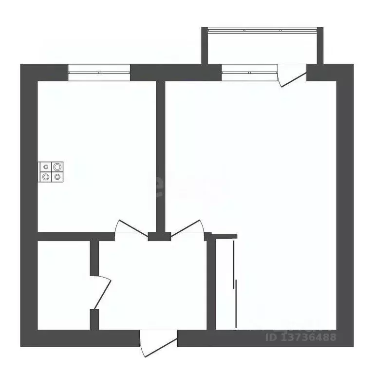 1-к кв. Амурская область, Благовещенск Институтская ул., 18 (33.3 м) - Фото 1