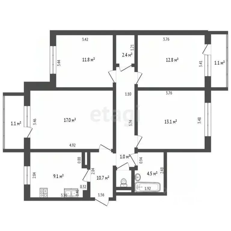 4-к кв. Калининградская область, Калининград ул. Согласия, 11 (82.4 м) - Фото 2