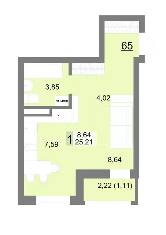 Квартира-студия: Екатеринбург, Тенистая улица, 8с4 (25.21 м) - Фото 0