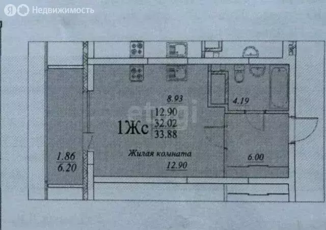 Квартира-студия: Казань, улица Родины, 26А (32.2 м) - Фото 1