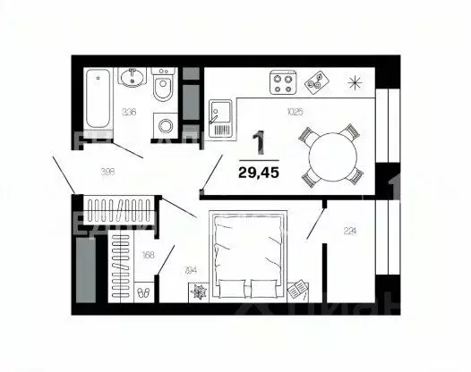 1-к кв. Рязанская область, Рязань Московский р-н, ул. Новаторов (29.45 ... - Фото 1