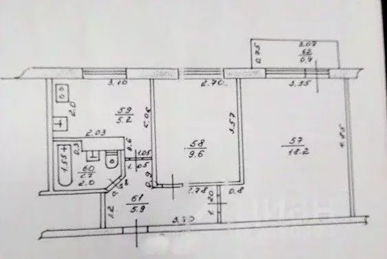 2-к кв. Татарстан, Казань ул. Татарстан, 64 (42.3 м) - Фото 2
