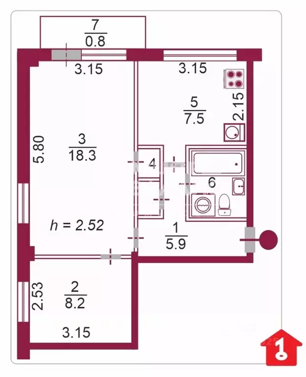 2-к кв. Омская область, Омск ул. 21-я Амурская, 14В (43.9 м) - Фото 1