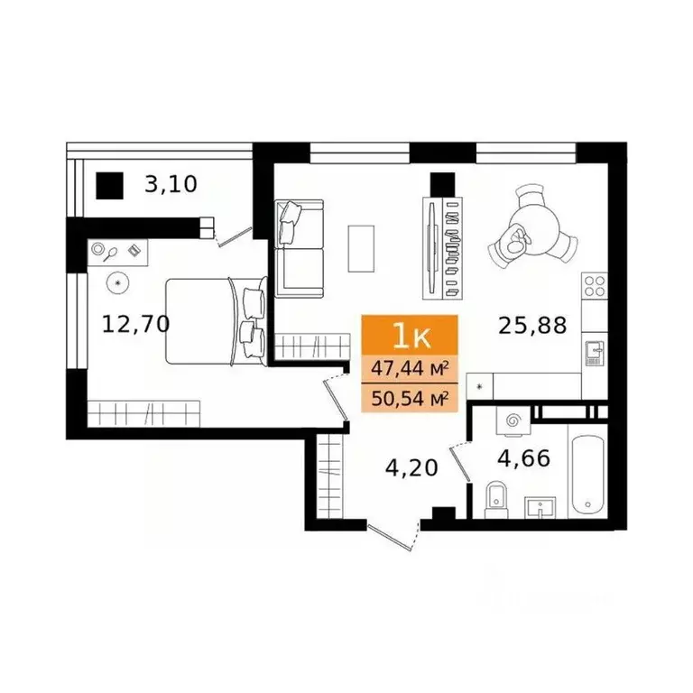 2-к кв. Курганская область, Курган просп. Конституции (50.54 м) - Фото 0