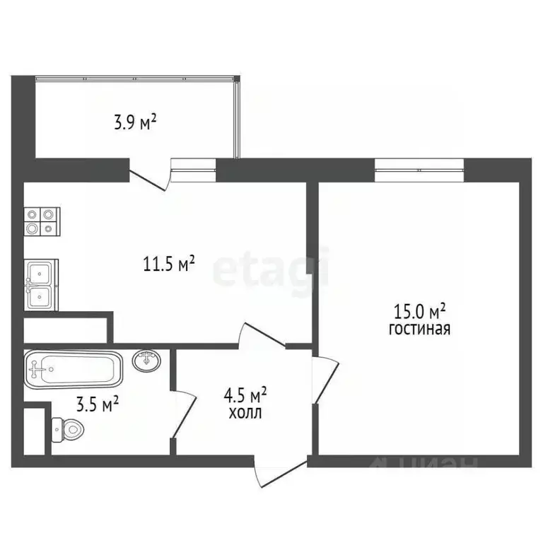 1-к кв. Московская область, Балашиха ул. Бояринова, 15 (34.3 м) - Фото 1
