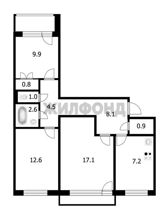 3-комнатная квартира: Томск, улица Елизаровых, 4 (64.7 м) - Фото 2