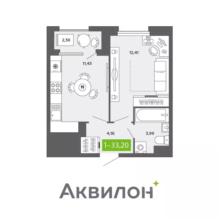 1-к кв. Архангельская область, Архангельск просп. Обводный Канал (33.2 ... - Фото 0