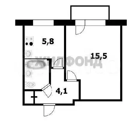 1-к. квартира, 28,5 м, 3/5 эт. - Фото 0