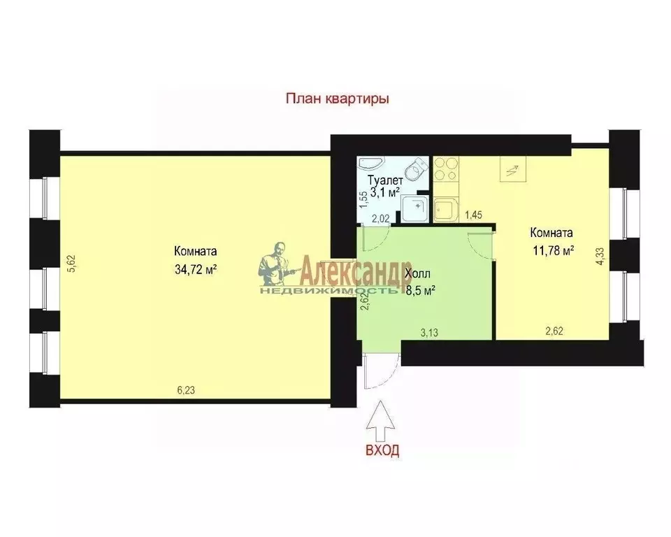 2-к кв. Санкт-Петербург Пушкинская ул., 7 (59.8 м) - Фото 0