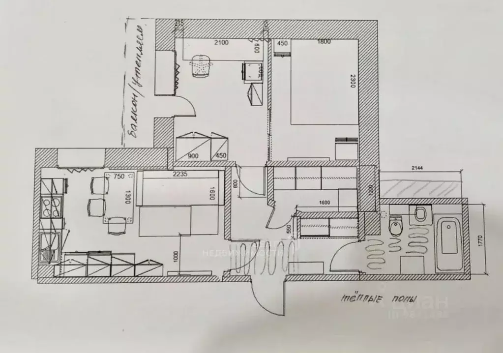2-к кв. Татарстан, Казань ул. Четаева, 42А (42.0 м) - Фото 2
