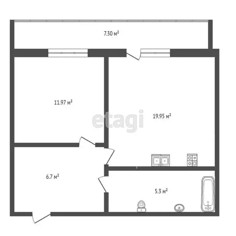 1-комнатная квартира: Тюмень, Широтная улица, 213 (43.9 м) - Фото 1