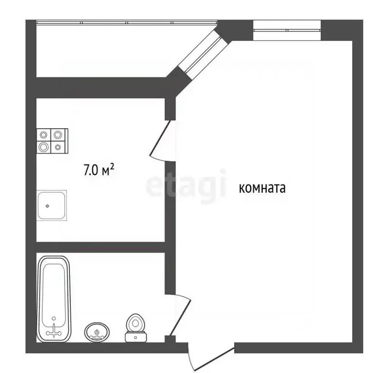 1-к кв. Ханты-Мансийский АО, Сургут Югорская ул., 15 (37.9 м) - Фото 1