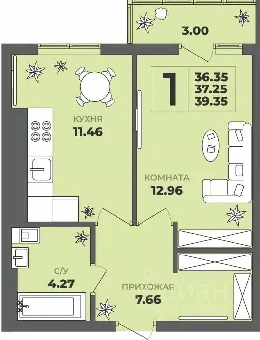 1-к кв. Калининградская область, Калининград ул. Генерала Толстикова, ... - Фото 1