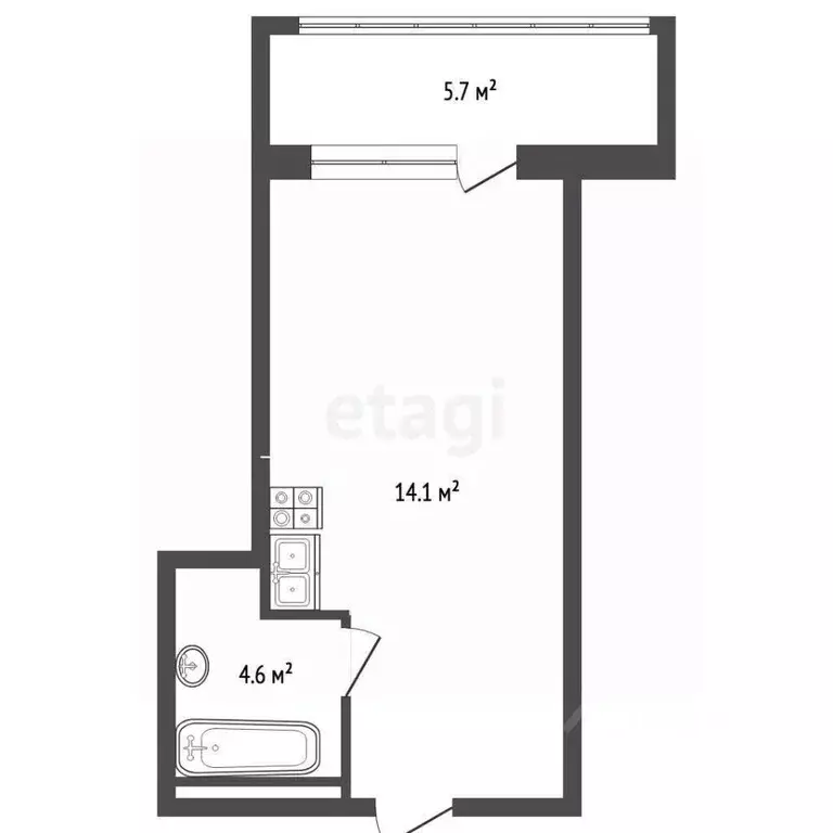Студия Башкортостан, Стерлитамак просп. Октября, 52 (23.4 м) - Фото 2